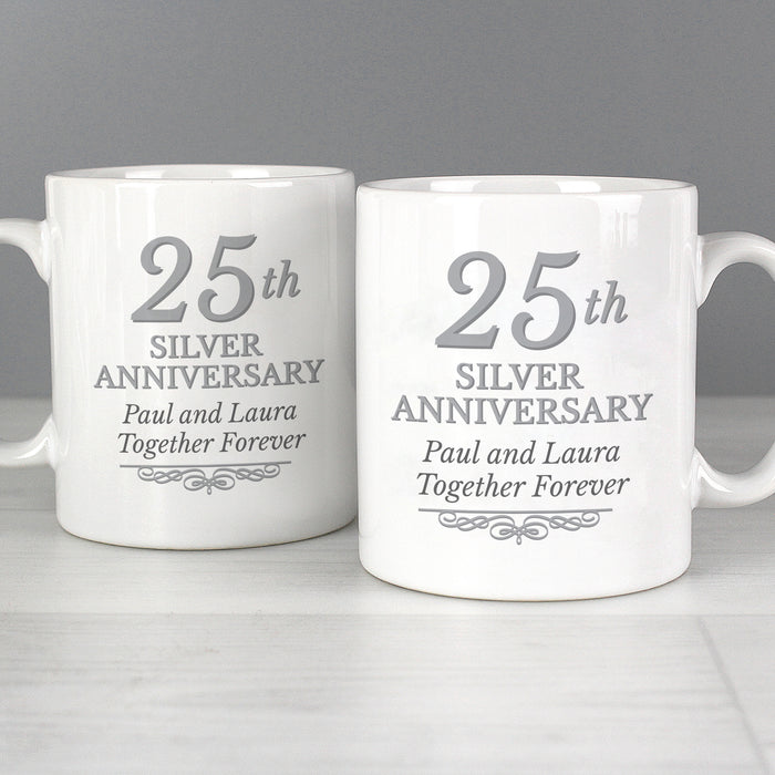 Personalised 25th Silver Anniversary Mug Set - The Gift Cabin UK