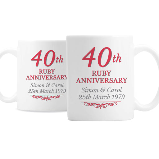 Personalised 40th Ruby Anniversary Mug Set - The Gift Cabin UK