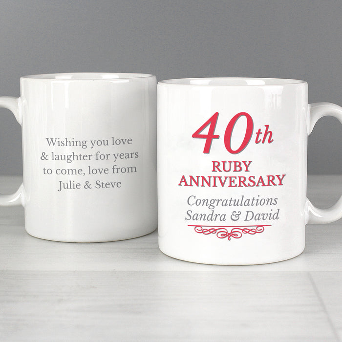 Personalised 40th Ruby Anniversary Mug Set - The Gift Cabin UK