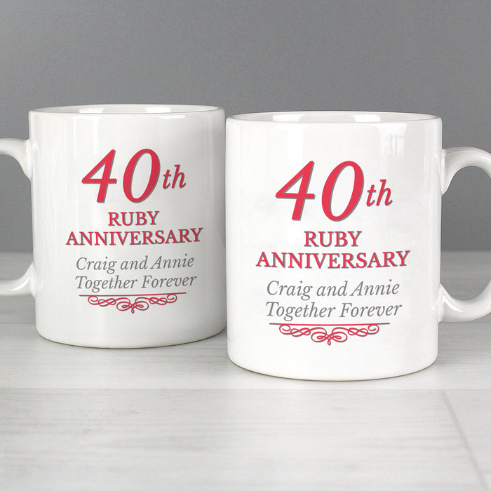 Personalised 40th Ruby Anniversary Mug Set - The Gift Cabin UK