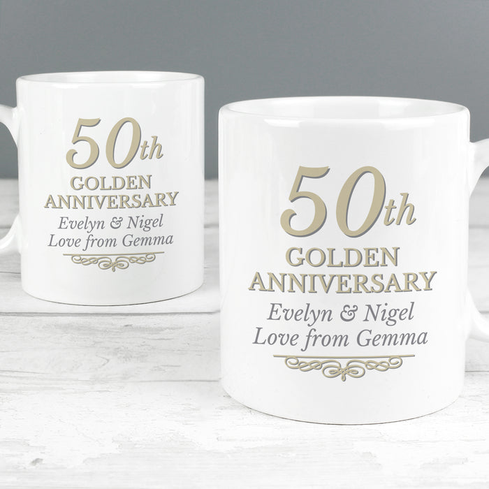 Personalised 50th Golden Anniversary Mug Set - The Gift Cabin UK