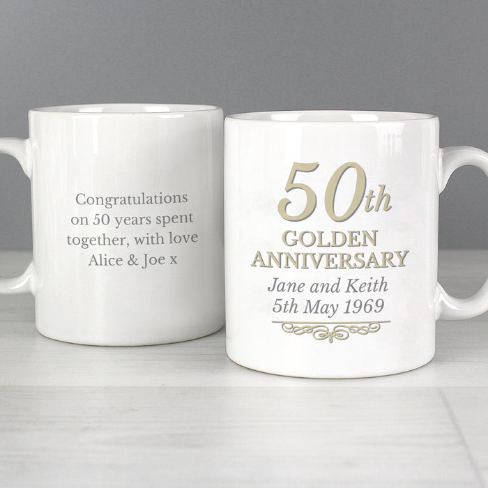 Personalised 50th Golden Anniversary Mug Set - The Gift Cabin UK