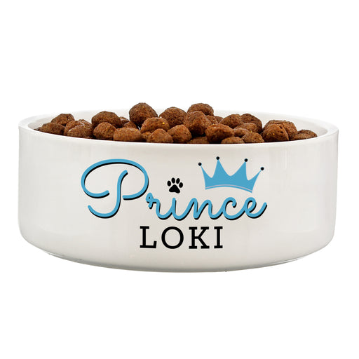 Personalised Prince 14cm Medium Ceramic White Pet Bowl - The Gift Cabin UK