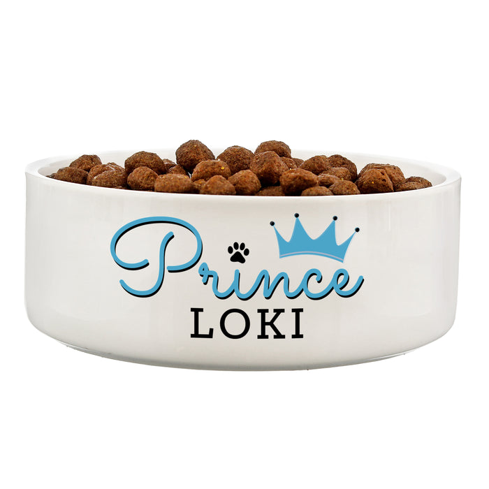 Personalised Prince 14cm Medium Ceramic White Pet Bowl - The Gift Cabin UK