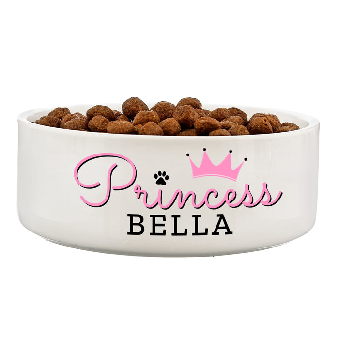 Personalised Princess 14cm Medium Ceramic White Pet Bowl - The Gift Cabin UK