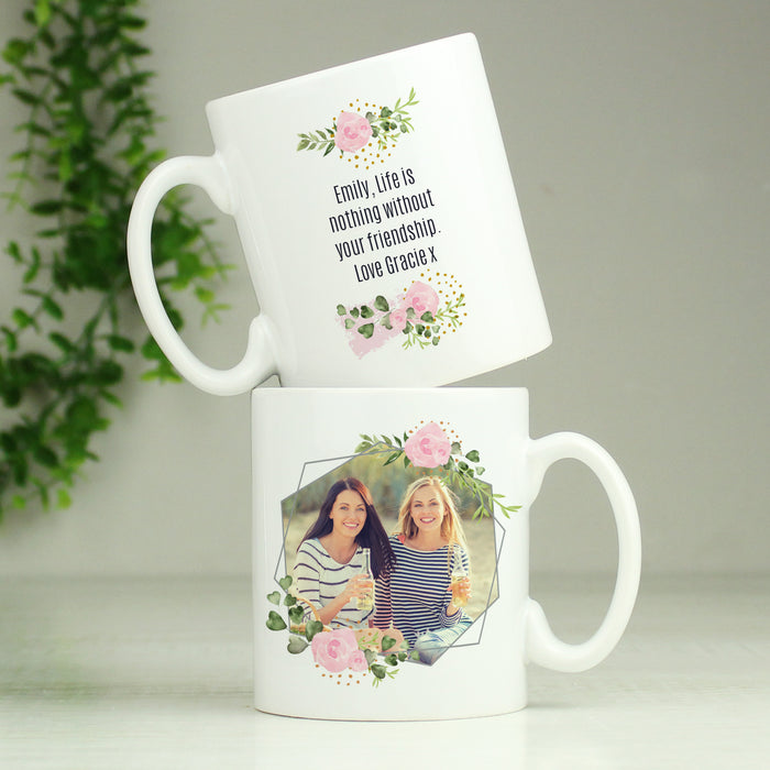 Personalised Floral Abstract Photo Upload Mug - The Gift Cabin UK