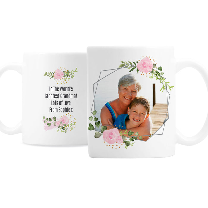 Personalised Floral Abstract Photo Upload Mug - The Gift Cabin UK