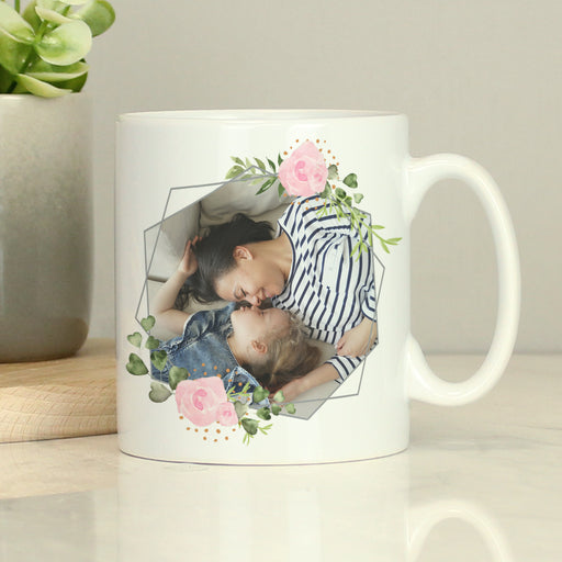 Personalised Floral Abstract Photo Upload Mug - The Gift Cabin UK