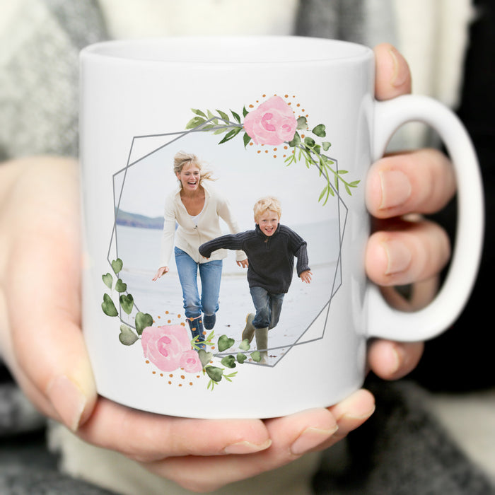 Personalised Floral Abstract Photo Upload Mug - The Gift Cabin UK