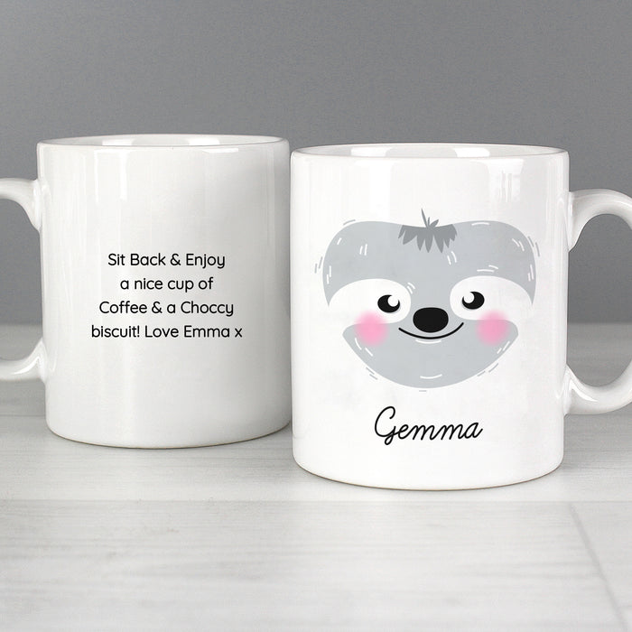 Personalised Cute Sloth Face Mug - The Gift Cabin UK