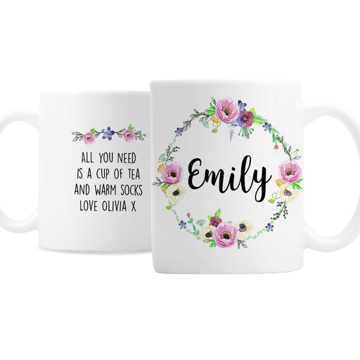 Personalised Floral Mug - The Gift Cabin UK