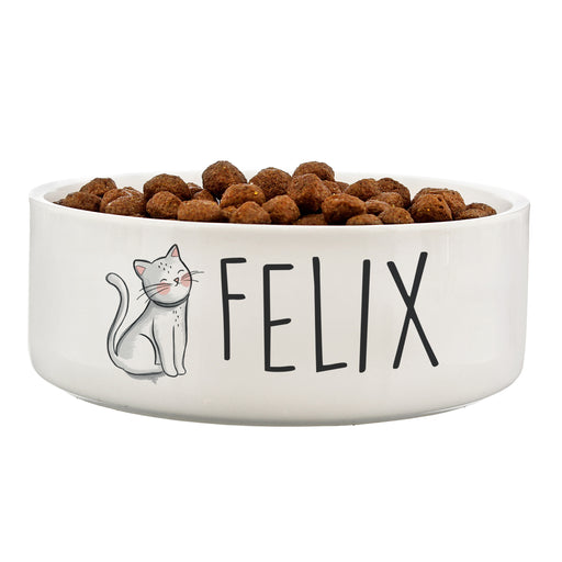 Personalised Scribble Cat 14cm Medium Pet Bowl - The Gift Cabin UK