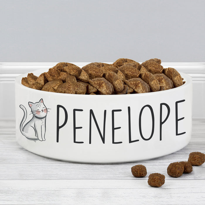 Personalised Scribble Cat 14cm Medium Pet Bowl - The Gift Cabin UK