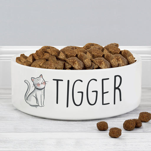 Personalised Scribble Cat 14cm Medium Pet Bowl - The Gift Cabin UK