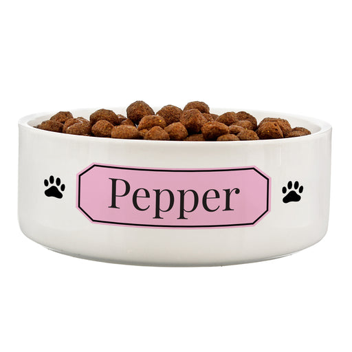 Personalised Pink Plaque 14cm Medium Pet Bowl - The Gift Cabin UK