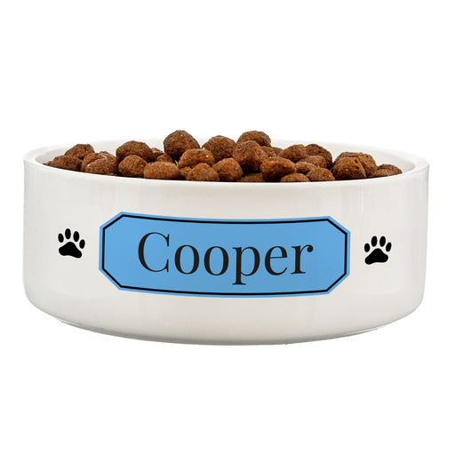 Personalised Blue Plaque 14cm Medium Pet Bowl - The Gift Cabin UK