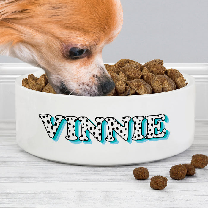 Personalised Blue Spots Name 14cm Medium Pet Bowl - The Gift Cabin UK