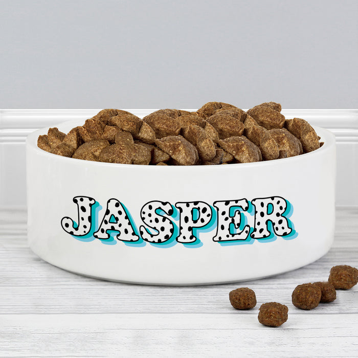 Personalised Blue Spots Name 14cm Medium Pet Bowl - The Gift Cabin UK