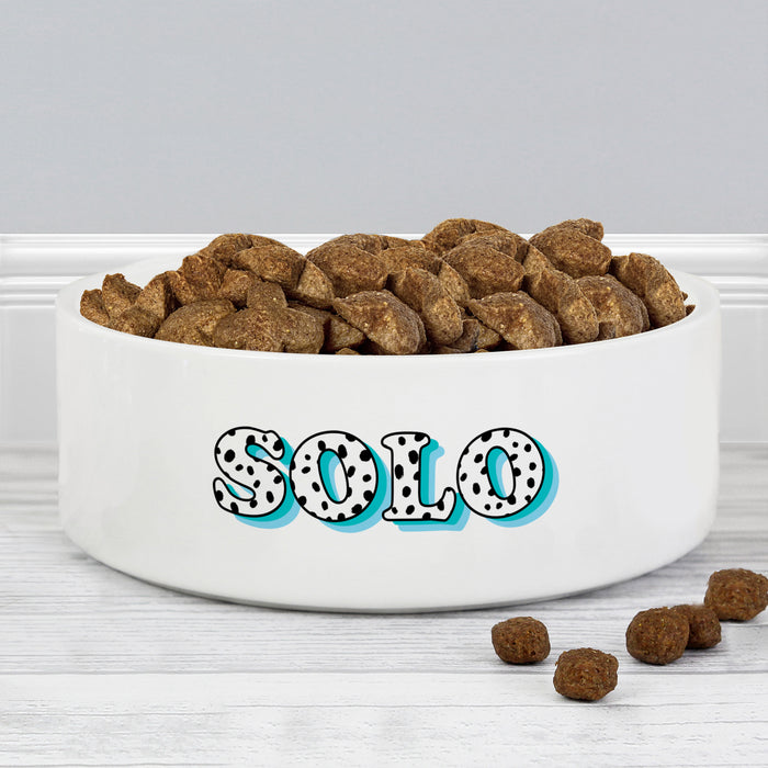 Personalised Blue Spots Name 14cm Medium Pet Bowl - The Gift Cabin UK