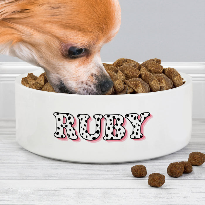 Personalised Pink Spots Name 14cm Medium Pet Bowl - The Gift Cabin UK