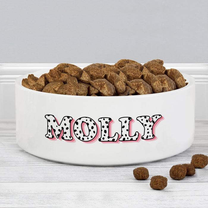 Personalised Pink Spots Name 14cm Medium Pet Bowl - The Gift Cabin UK