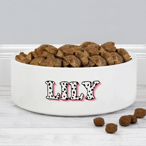 Personalised Pink Spots Name 14cm Medium Pet Bowl - The Gift Cabin UK