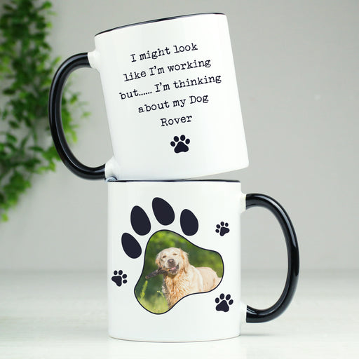 Personalised Paw Print Pet Photo Upload Black Handled Mug - The Gift Cabin UK