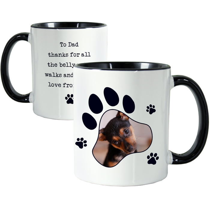 Personalised Paw Print Pet Photo Upload Black Handled Mug - The Gift Cabin UK