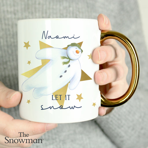 Personalised The Snowman Let it Snow Gold Handed Mug - The Gift Cabin UK