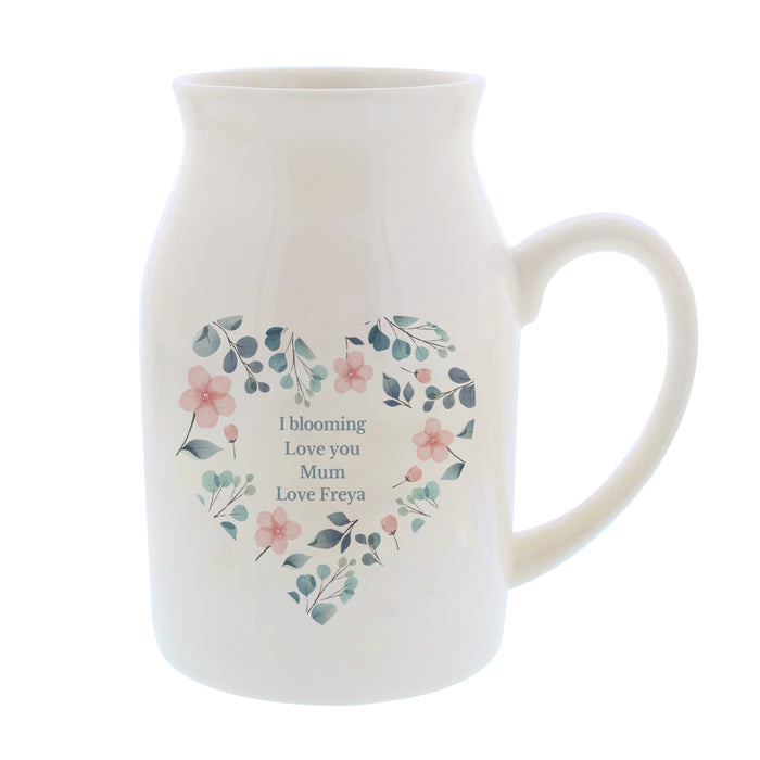 Personalised Floral Heart Flower Jug