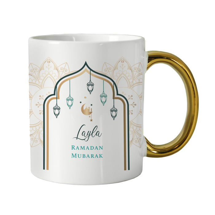 Personalised Eid and Ramadan Gold Handled Mug - The Gift Cabin UK