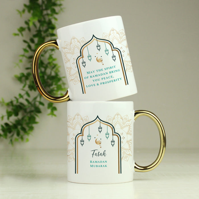 Personalised Eid and Ramadan Gold Handled Mug - The Gift Cabin UK