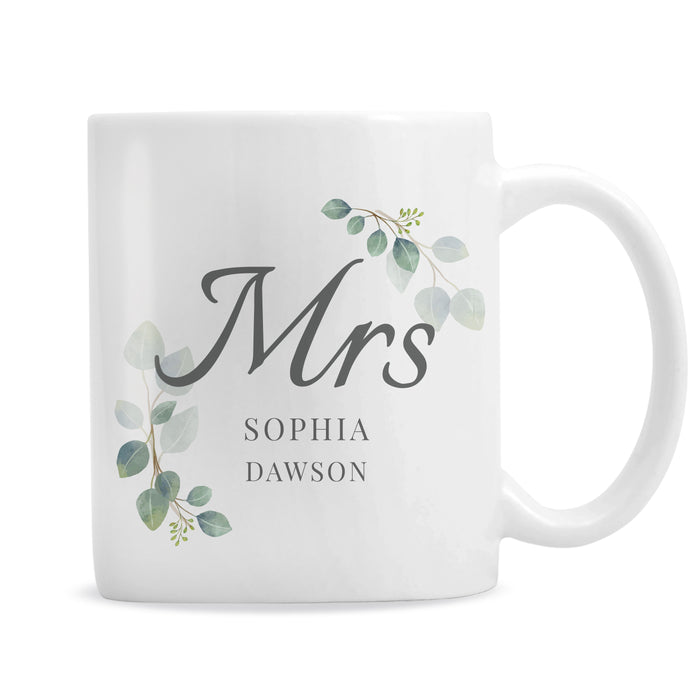 Personalised Botanical Mrs Mug - The Gift Cabin UK