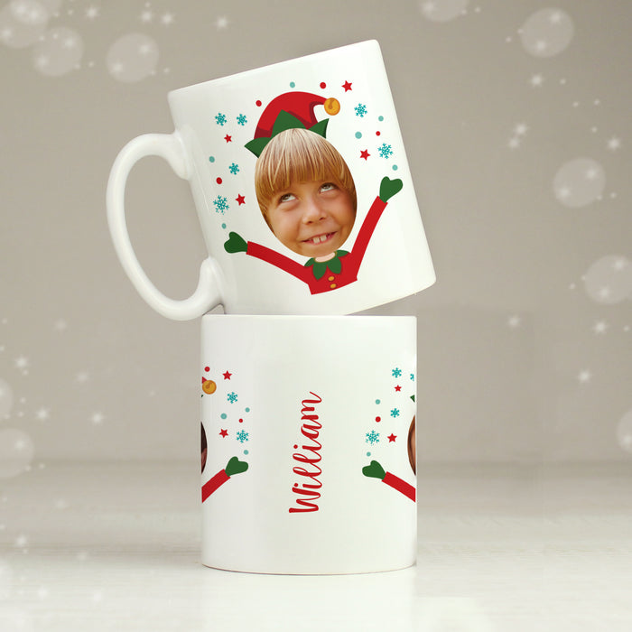 Personalised Photo Upload Christmas Elf Mug - The Gift Cabin UK