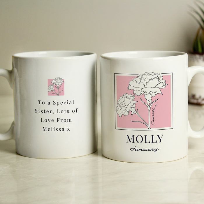 Personalised Birth Flower Mug - The Gift Cabin UK