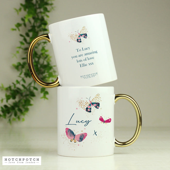 Personalised Hotchpotch Butterfly Gold Handle Mug - The Gift Cabin UK