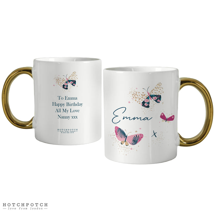 Personalised Hotchpotch Butterfly Gold Handle Mug - The Gift Cabin UK