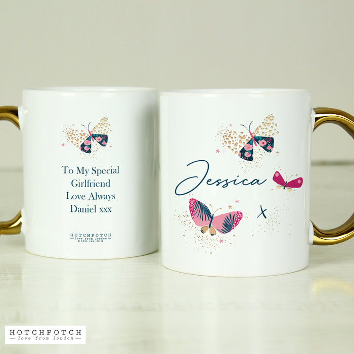 Personalised Hotchpotch Butterfly Gold Handle Mug - The Gift Cabin UK