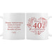 Personalised 40th Ruby Wedding Anniversary Mug - The Gift Cabin UK