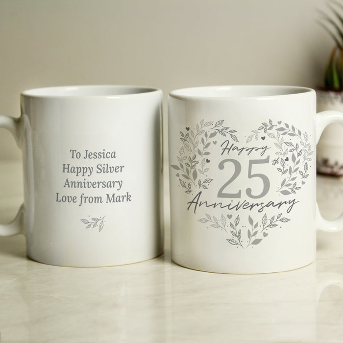 Personalised 25th Silver Wedding Anniversary Mug - The Gift Cabin UK