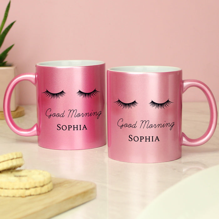 Personalised Eyelashes Pink Glitter Mug - The Gift Cabin UK