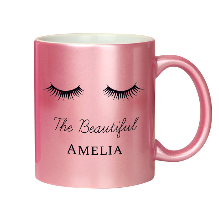 Personalised Eyelashes Pink Glitter Mug - The Gift Cabin UK