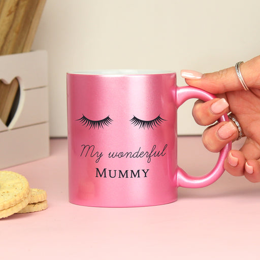 Personalised Eyelashes Pink Glitter Mug - The Gift Cabin UK