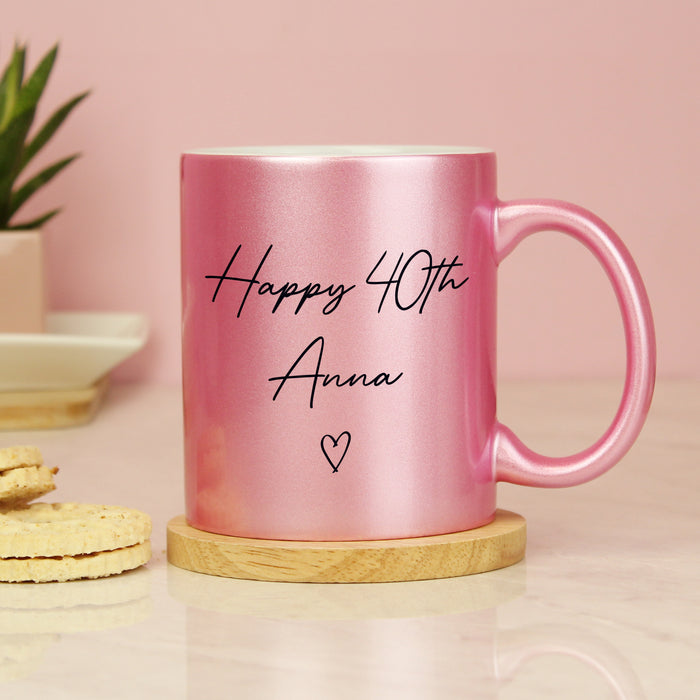 Personalised Pink Glitter Mug - The Gift Cabin UK