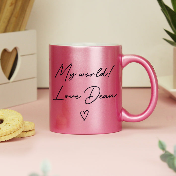 Personalised Pink Glitter Mug - The Gift Cabin UK