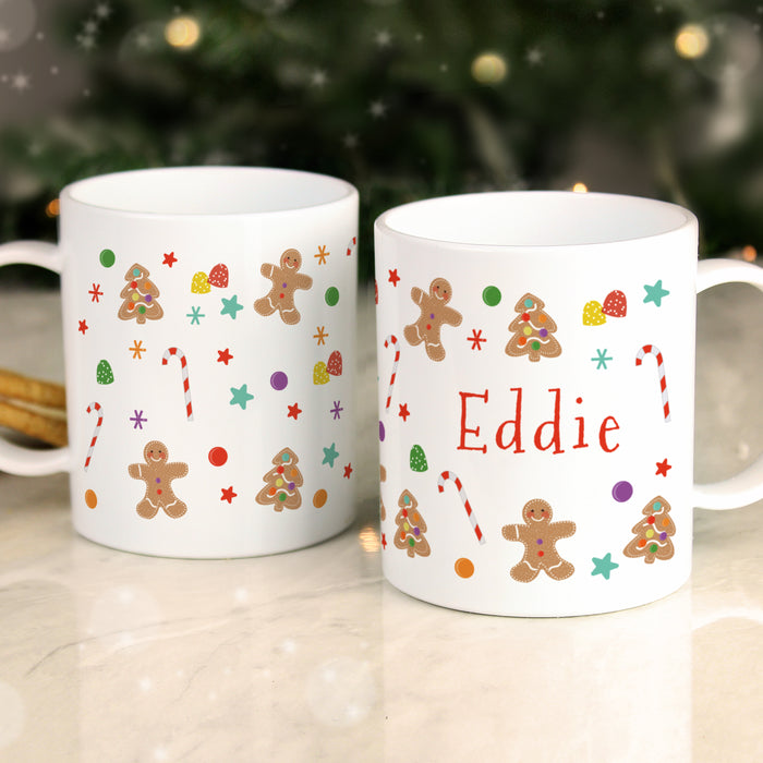 Personalised Gingerbread Pattern Plastic Mug - The Gift Cabin UK