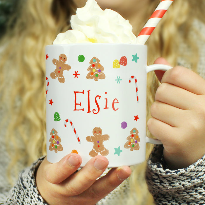 Personalised Gingerbread Pattern Plastic Mug - The Gift Cabin UK