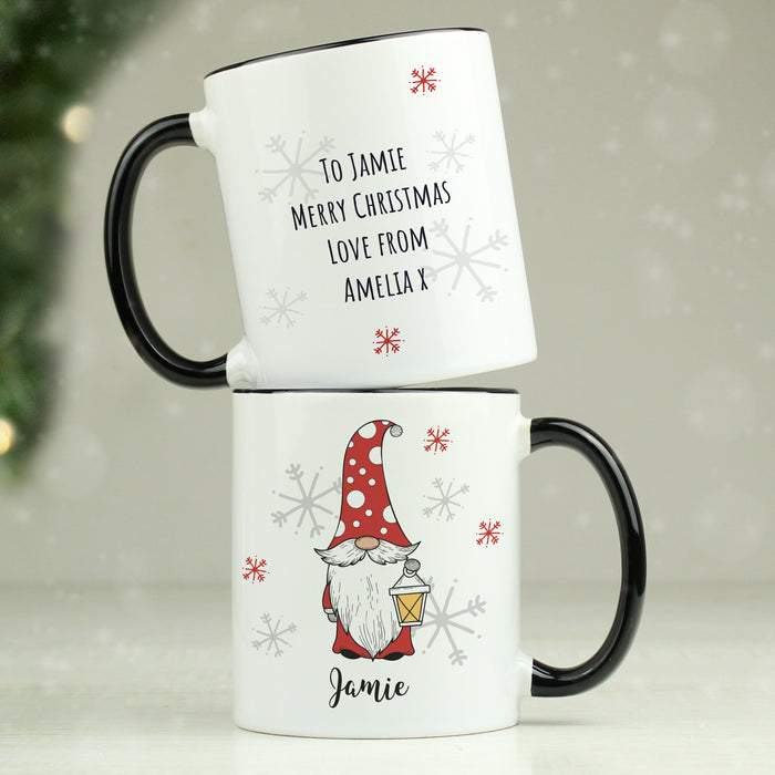 Personalised Gonk Family Black Handled Christmas Mug - Male - The Gift Cabin UK