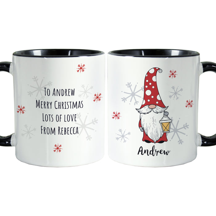 Personalised Gonk Family Black Handled Christmas Mug - Male - The Gift Cabin UK