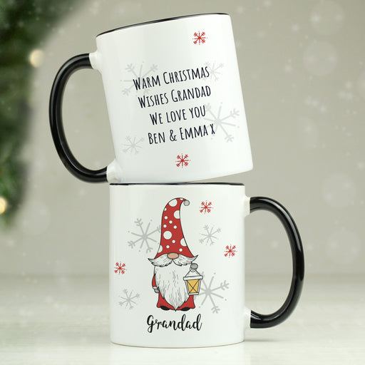 Personalised Gonk Family Black Handled Christmas Mug - Male - The Gift Cabin UK